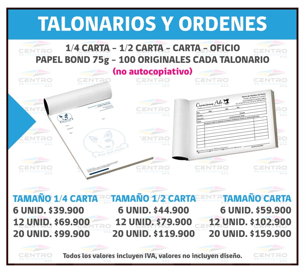 Talonario Ordenes Bond