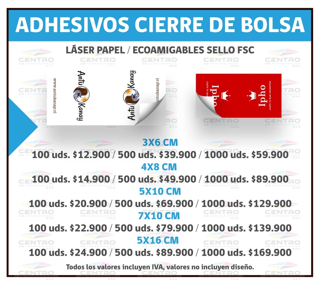 Adhesivo Cierre de Bolsa